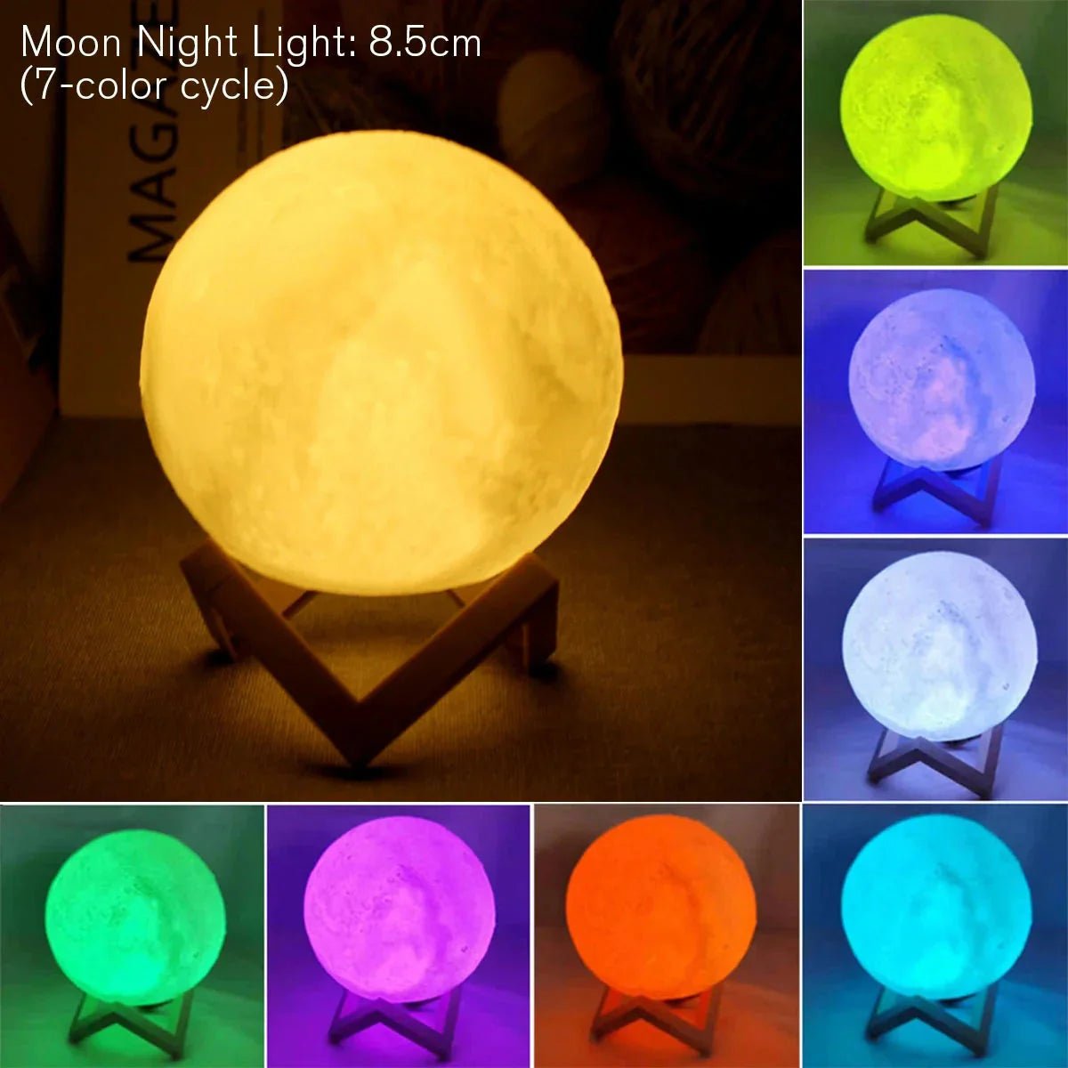 D5 Starry Moon Lamp 8Cm - LED Night Light with Stand, Perfect for Bedroom Decor and Gifts - Peak Desk Finds