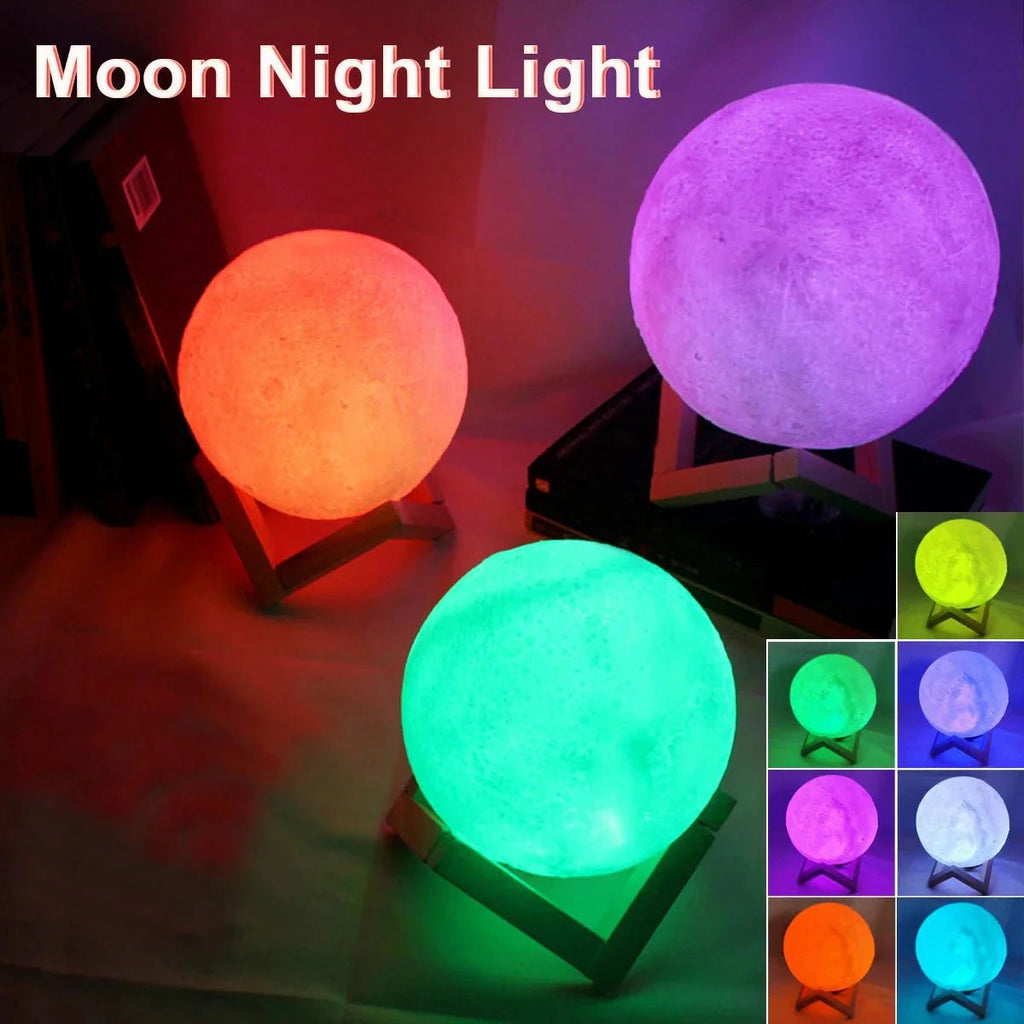 D5 Starry Moon Lamp 8Cm - LED Night Light with Stand, Perfect for Bedroom Decor and Gifts - Peak Desk Finds