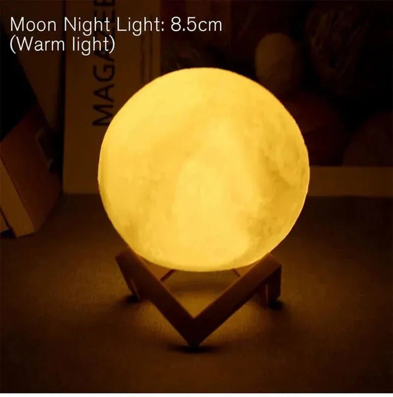 D5 Starry Moon Lamp 8Cm - LED Night Light with Stand, Perfect for Bedroom Decor and Gifts - Peak Desk Finds