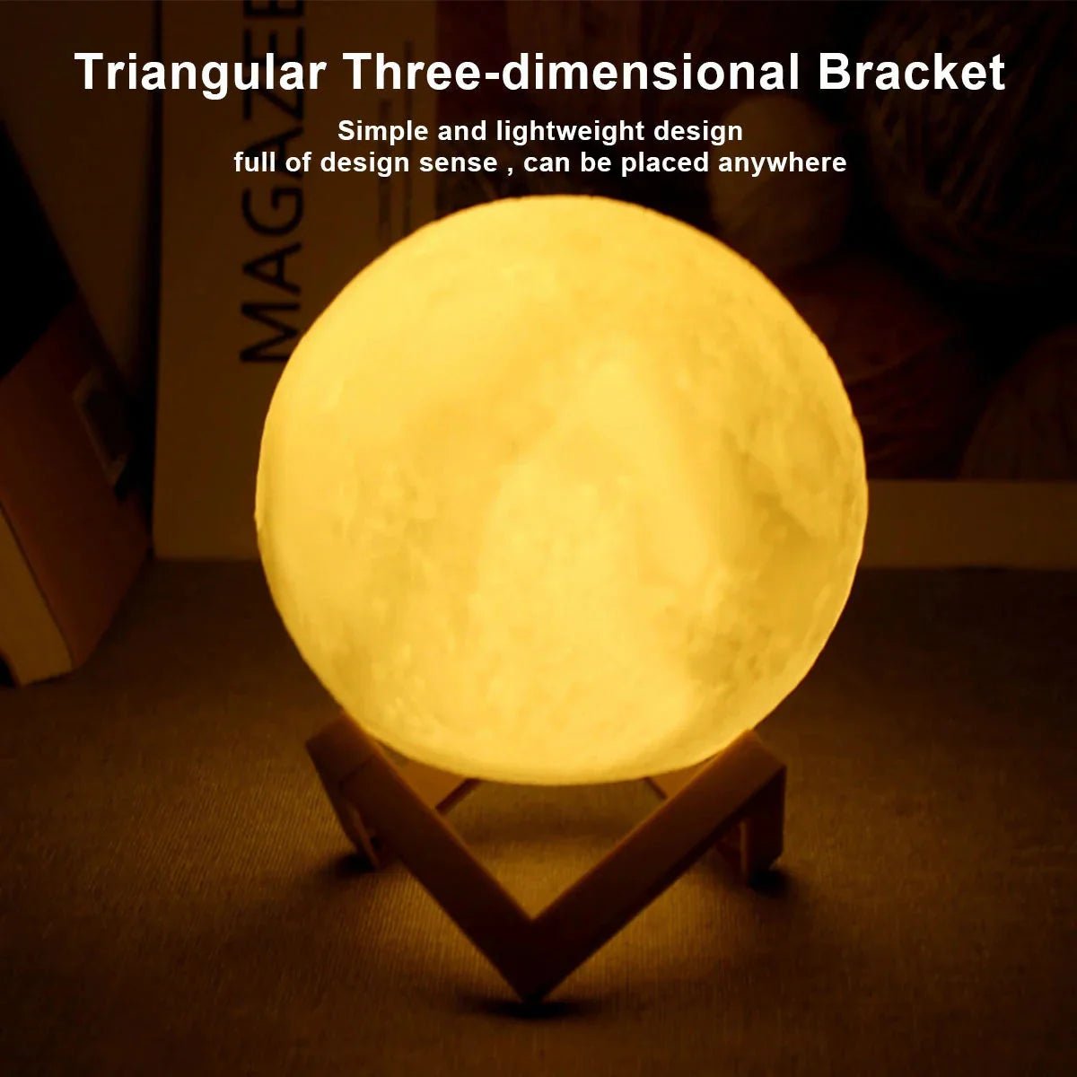 D5 Starry Moon Lamp 8Cm - LED Night Light with Stand, Perfect for Bedroom Decor and Gifts - Peak Desk Finds